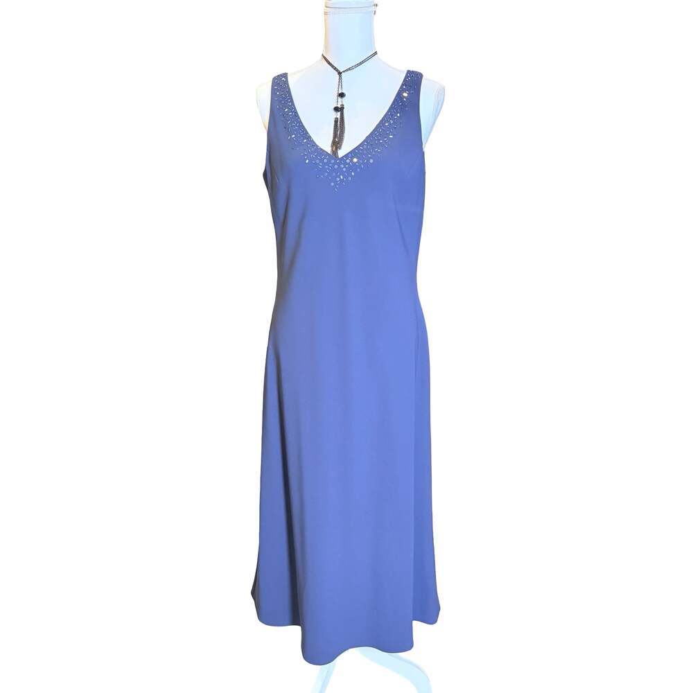 Casual Corner Size 12 Sleeveless Beaded V-Neck Midi Dress
